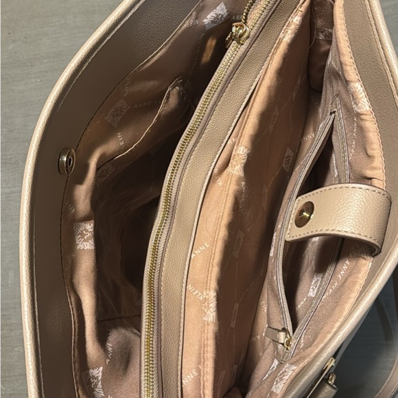 Anne Klein Cream Leather Tote - Picture 3 of 3